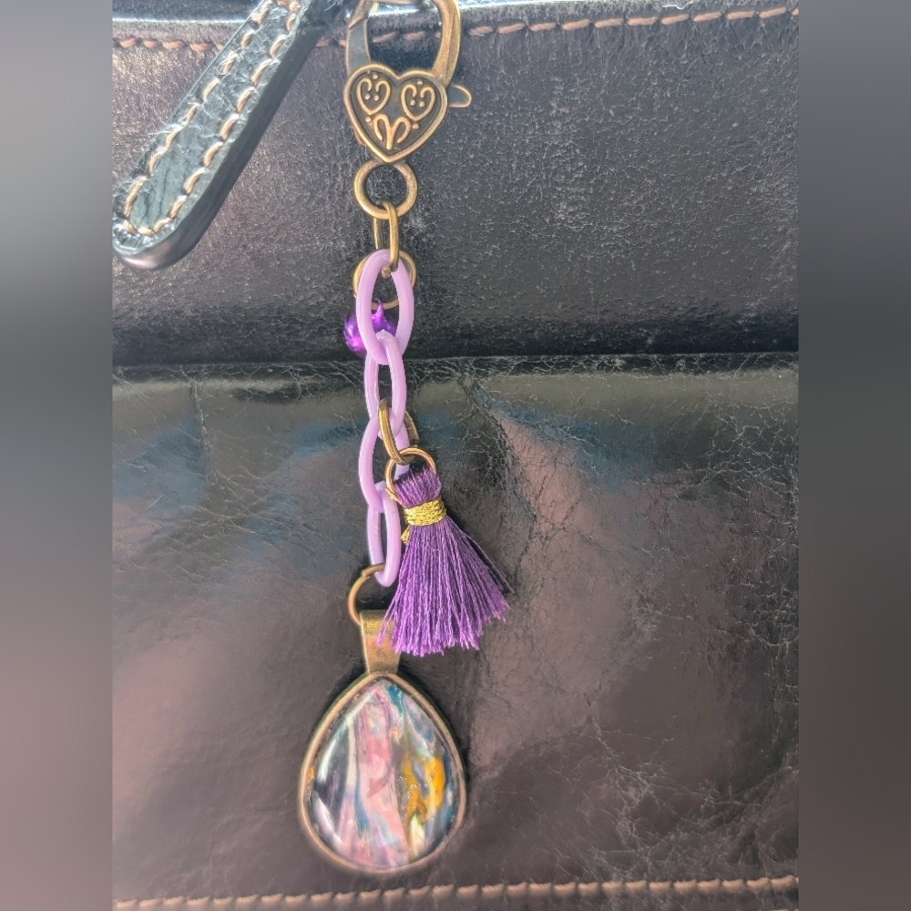 Colorful Bag Charm with Purple Tassel